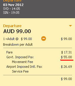Australia departure tax